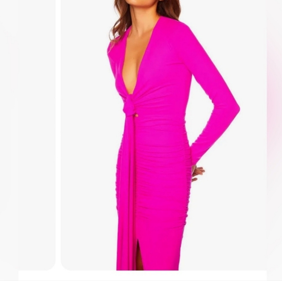 Susana Monaco Tie Gathered Long Sleeve Dress - Picture 4 of 8